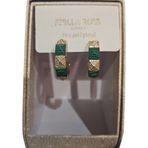 STELLA ROSE LONDON Fine Gold Plated Green Stone Zircona Hoop Earrings